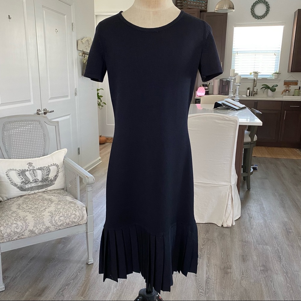 St.John Sport Drop Waist Knit Dress Pleated